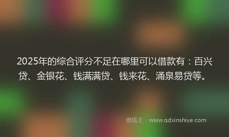 2025年的综合评分不足在哪里可以借款有：百兴贷、金银花、钱满满贷、钱来花、涌泉易贷等。