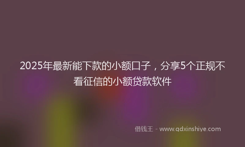 2025年最新能下款的小额口子，分享5个正规不看征信的小额贷款软件