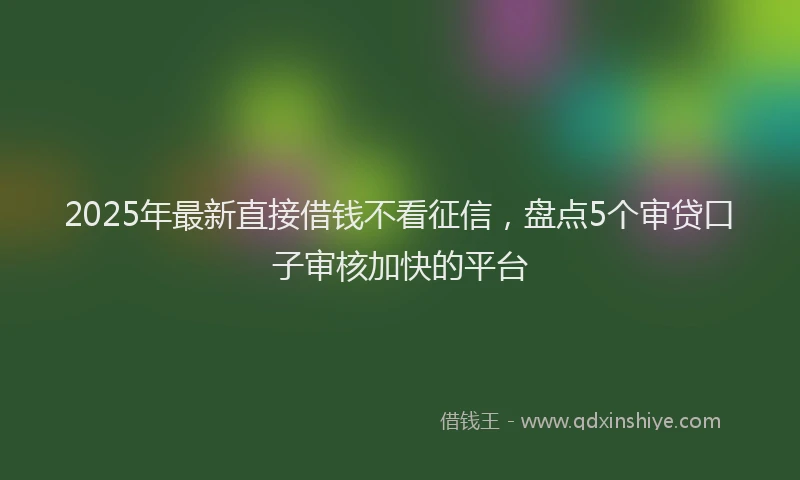 2025年最新直接借钱不看征信，盘点5个审贷口子审核加快的平台