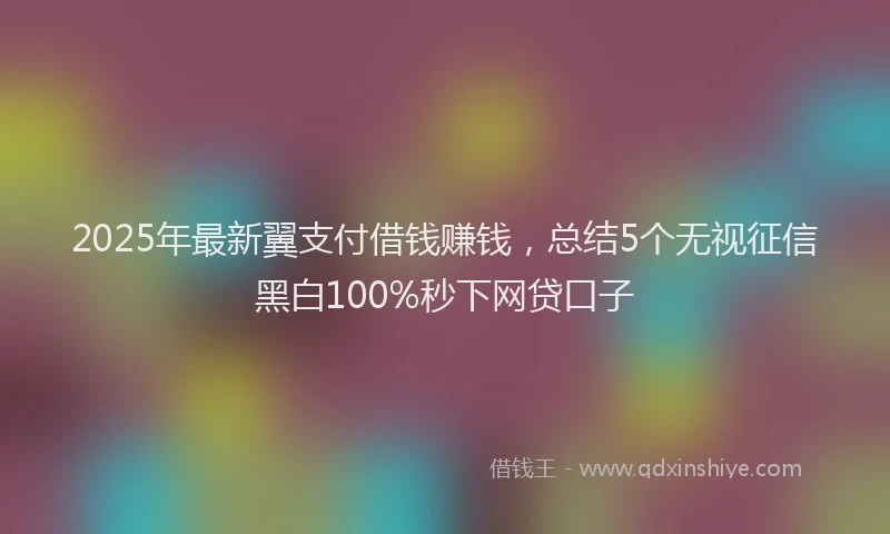 2025年最新翼支付借钱赚钱，总结5个无视征信黑白100%秒下网贷口子