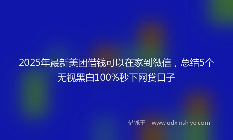 2025年最新美团借钱可以在家到微信，总结5个无视黑白100%秒下网贷口子