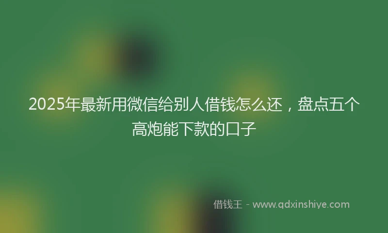 2025年最新用微信给别人借钱怎么还，盘点五个高炮能下款的口子