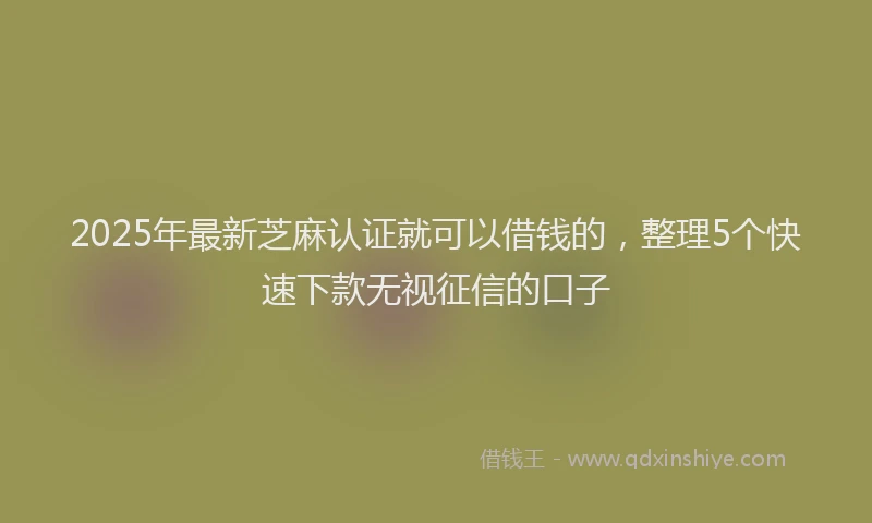 2025年最新芝麻认证就可以借钱的，整理5个快速下款无视征信的口子