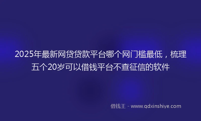 2025年最新网贷贷款平台哪个网门槛最低，梳理五个20岁可以借钱平台不查征信的软件