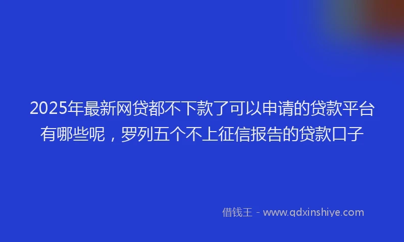 2025年最新网贷都不下款了可以申请的贷款平台有哪些呢，罗列五个不上征信报告的贷款口子