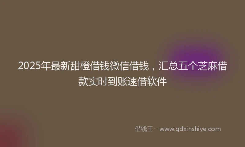 2025年最新甜橙借钱微信借钱，汇总五个芝麻借款实时到账速借软件
