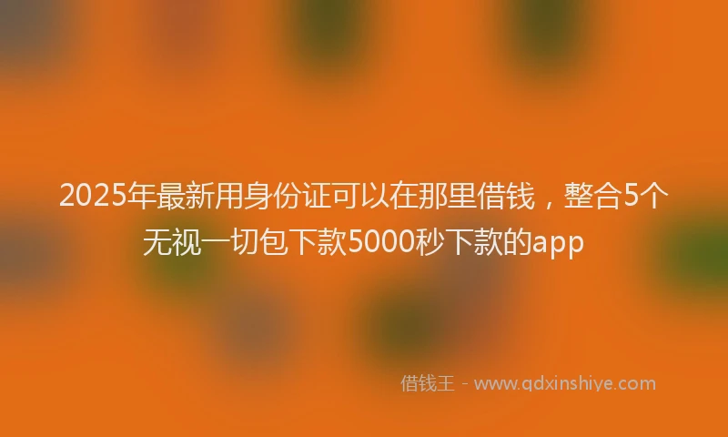 2025年最新用身份证可以在那里借钱，整合5个无视一切包下款5000秒下款的app