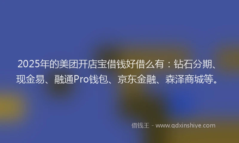 2025年的美团开店宝借钱好借么有：钻石分期、现金易、融通Pro钱包、京东金融、森泽商城等。