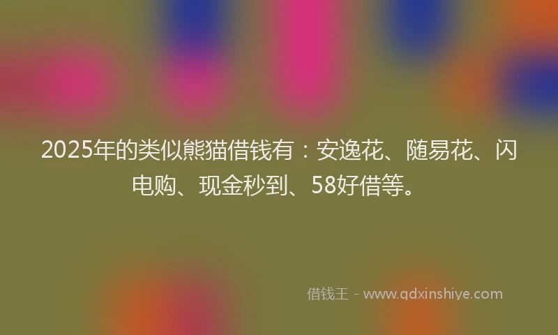 2025年的类似熊猫借钱有：安逸花、随易花、闪电购、现金秒到、58好借等。