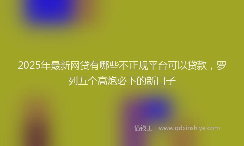 2025年最新网贷有哪些不正规平台可以贷款，罗列五个高炮必下的新口子