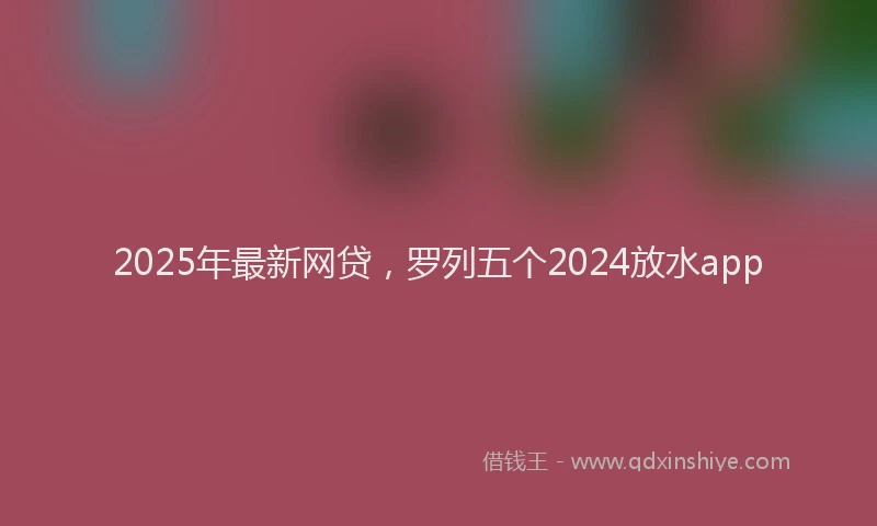 2025年最新网贷，罗列五个2024放水app