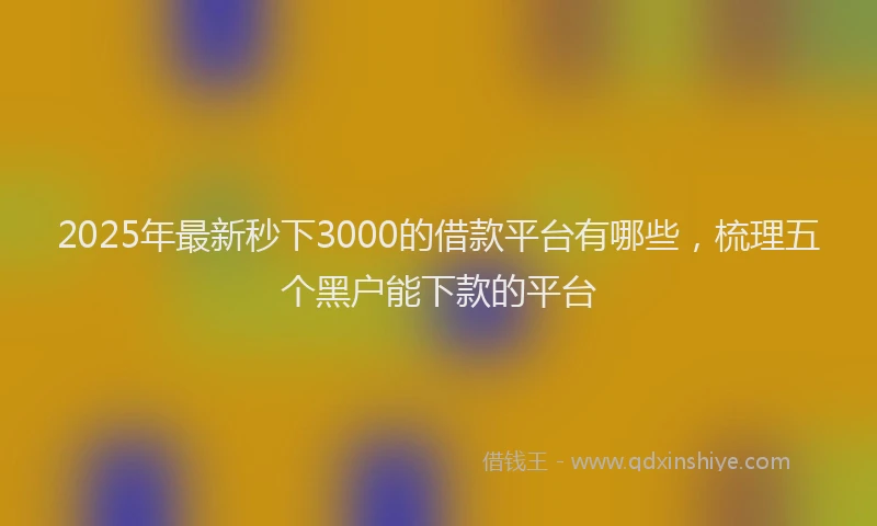 2025年最新秒下3000的借款平台有哪些，梳理五个黑户能下款的平台