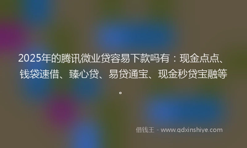 2025年的腾讯微业贷容易下款吗有：现金点点、钱袋速借、臻心贷、易贷通宝、现金秒贷宝融等。