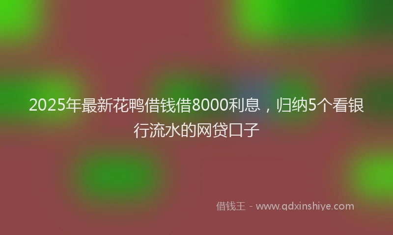 2025年最新花鸭借钱借8000利息，归纳5个看银行流水的网贷口子