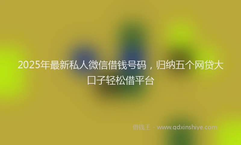 2025年最新私人微信借钱号码，归纳五个网贷大口子轻松借平台
