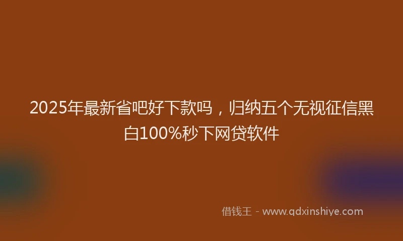 2025年最新省吧好下款吗，归纳五个无视征信黑白100%秒下网贷软件