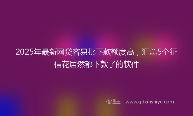 2025年最新网贷容易批下款额度高，汇总5个征信花居然都下款了的软件