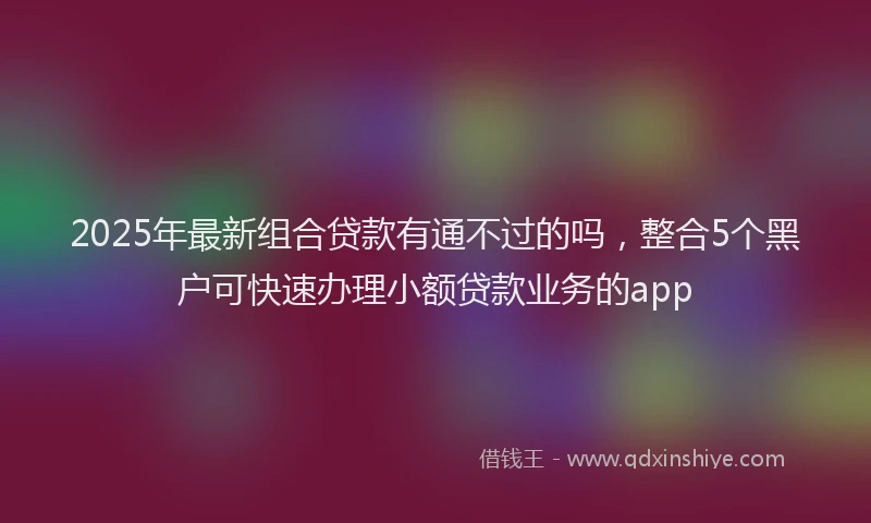 2025年最新组合贷款有通不过的吗，整合5个黑户可快速办理小额贷款业务的app