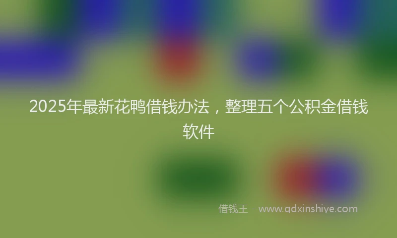 2025年最新花鸭借钱办法，整理五个公积金借钱软件
