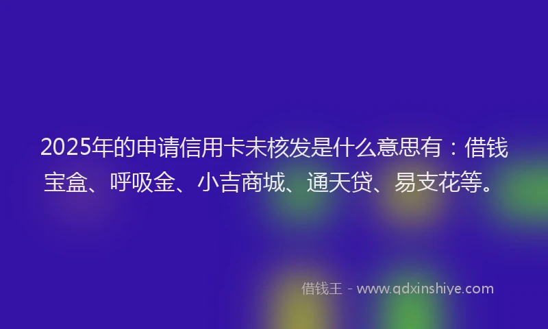 2025年的申请信用卡未核发是什么意思有：借钱宝盒、呼吸金、小吉商城、通天贷、易支花等。