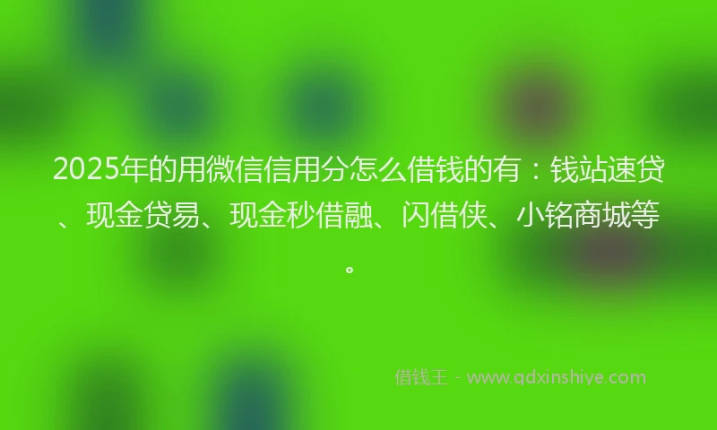 2025年的用微信信用分怎么借钱的有：钱站速贷、现金贷易、现金秒借融、闪借侠、小铭商城等。