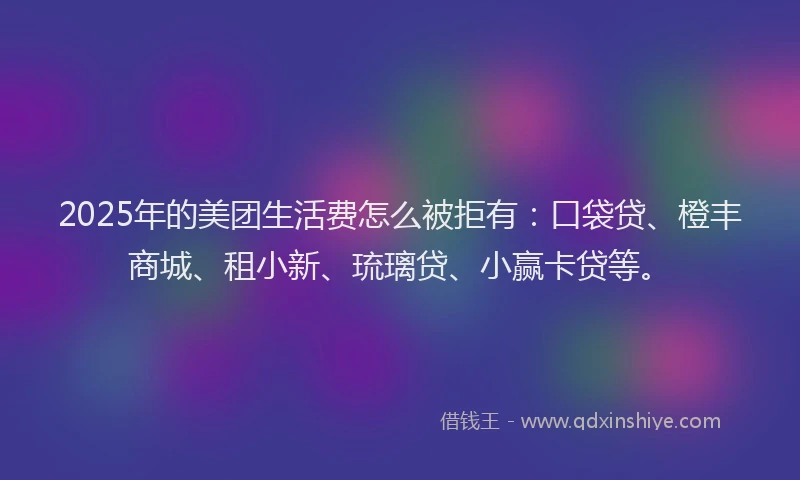 2025年的美团生活费怎么被拒有：口袋贷、橙丰商城、租小新、琉璃贷、小赢卡贷等。