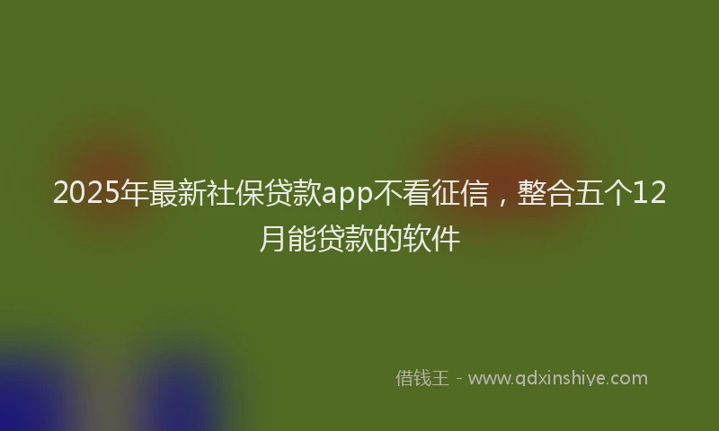 2025年最新社保贷款app不看征信，整合五个12月能贷款的软件