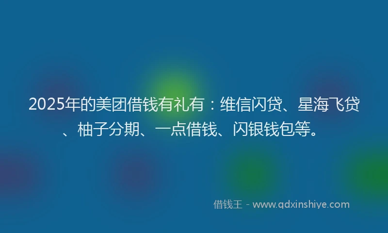 2025年的美团借钱有礼有：维信闪贷、星海飞贷、柚子分期、一点借钱、闪银钱包等。