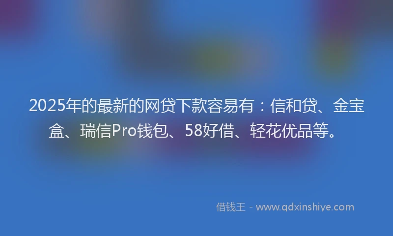 2025年的最新的网贷下款容易有：信和贷、金宝盒、瑞信Pro钱包、58好借、轻花优品等。