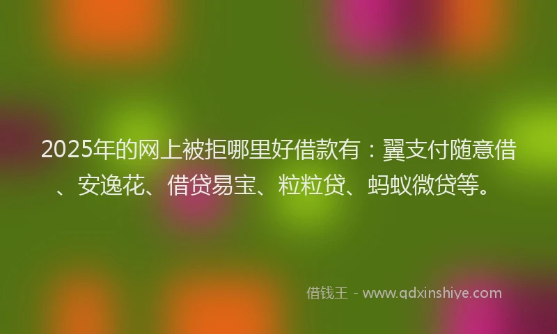 2025年的网上被拒哪里好借款有:翼支付随意借、安逸花、借贷易宝、粒粒贷、蚂蚁微贷等。