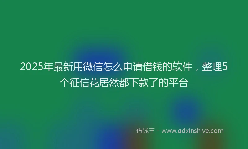 2025年最新用微信怎么申请借钱的软件，整理5个征信花居然都下款了的平台