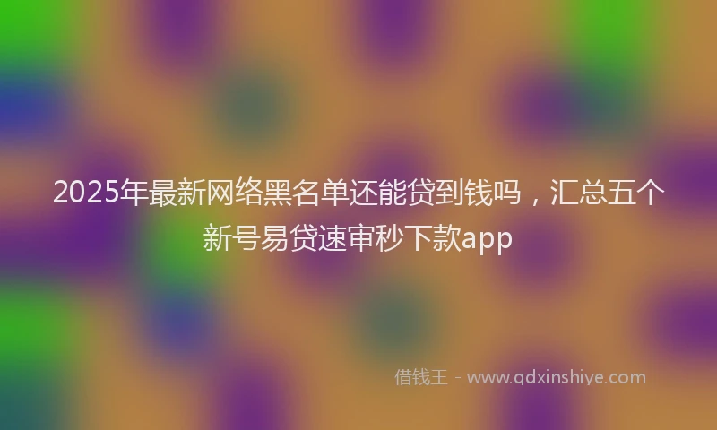 2025年最新网络黑名单还能贷到钱吗，汇总五个新号易贷速审秒下款app
