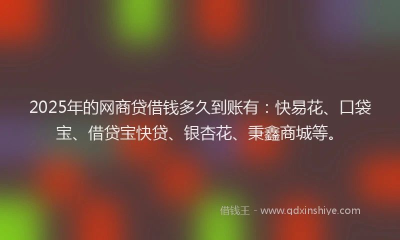 2025年的网商贷借钱多久到账有：快易花、口袋宝、借贷宝快贷、银杏花、秉鑫商城等。