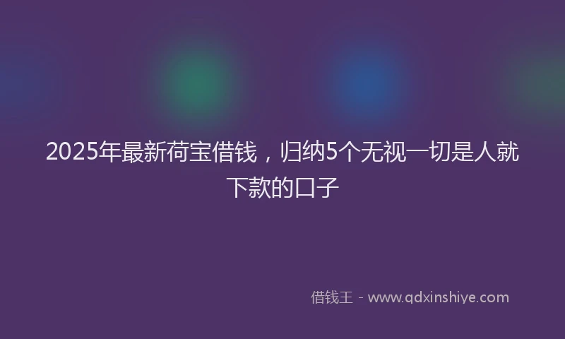 2025年最新荷宝借钱，归纳5个无视一切是人就下款的口子