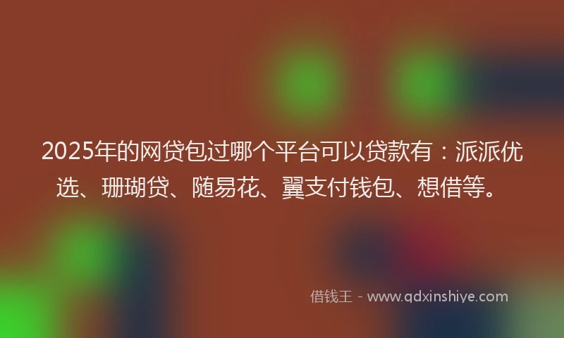 2025年的网贷包过哪个平台可以贷款有：派派优选、珊瑚贷、随易花、翼支付钱包、想借等。