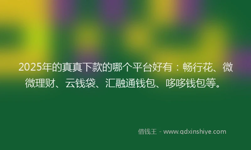 2025年的真真下款的哪个平台好有：畅行花、微微理财、云钱袋、汇融通钱包、哆哆钱包等。