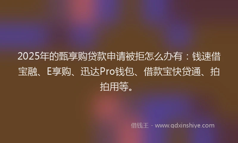 2025年的甄享购贷款申请被拒怎么办有:钱速借宝融、E享购、迅达Pro钱包、借款宝快贷通、拍拍用等。