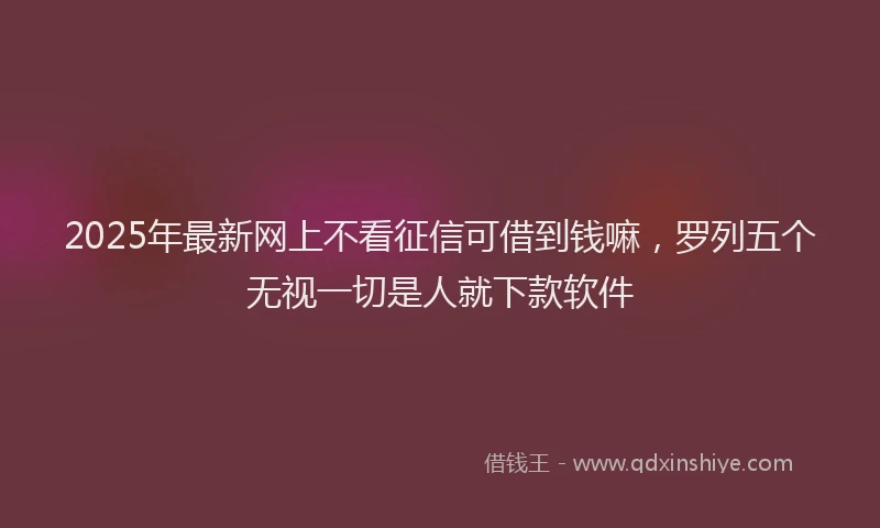 2025年最新网上不看征信可借到钱嘛，罗列五个无视一切是人就下款软件