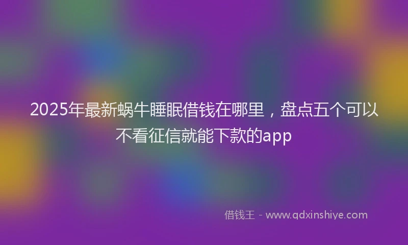 2025年最新蜗牛睡眠借钱在哪里，盘点五个可以不看征信就能下款的app