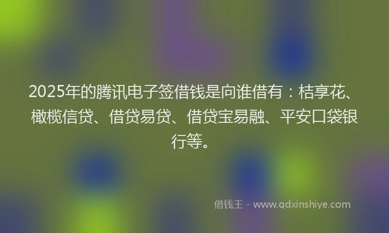 2025年的腾讯电子签借钱是向谁借有：桔享花、橄榄信贷、借贷易贷、借贷宝易融、平安口袋银行等。
