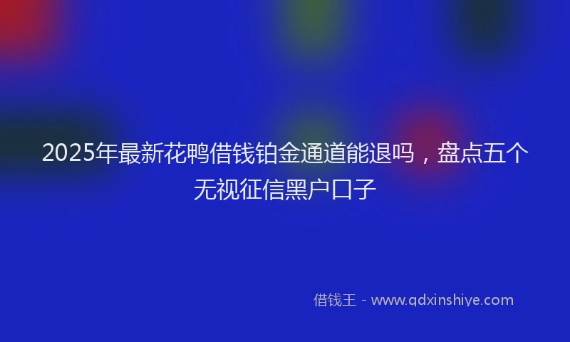 2025年最新花鸭借钱铂金通道能退吗，盘点五个无视征信黑户口子