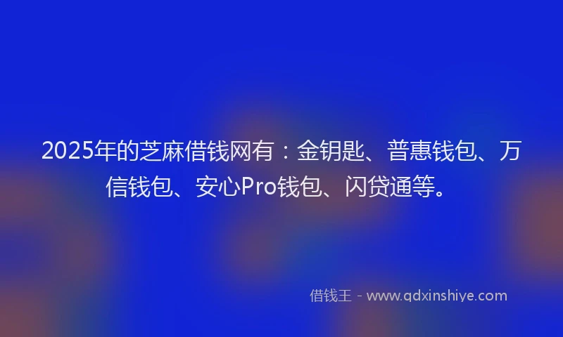 2025年的芝麻借钱网有：金钥匙、普惠钱包、万信钱包、安心Pro钱包、闪贷通等。