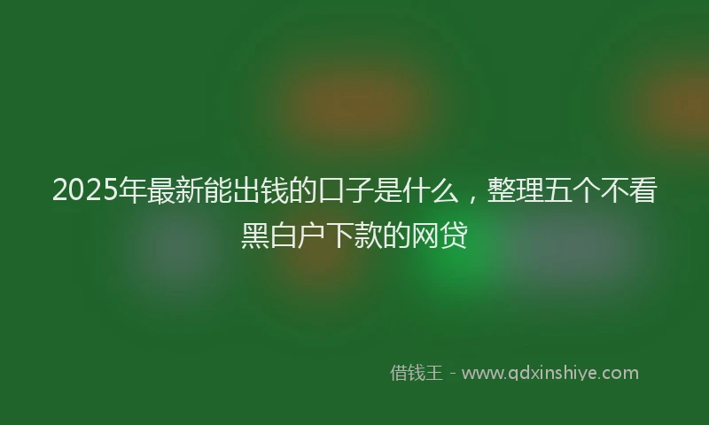 2025年最新能出钱的口子是什么，整理五个不看黑白户下款的网贷