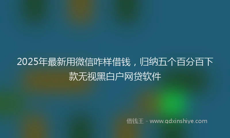 2025年最新用微信咋样借钱，归纳五个百分百下款无视黑白户网贷软件