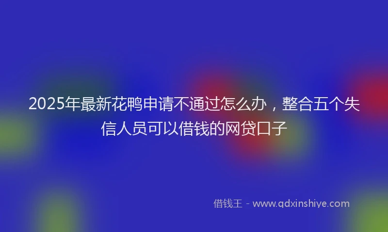2025年最新花鸭申请不通过怎么办，整合五个失信人员可以借钱的网贷口子