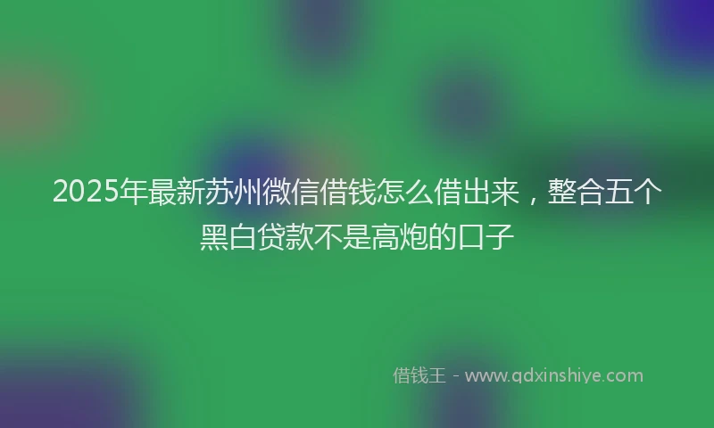 2025年最新苏州微信借钱怎么借出来，整合五个黑白贷款不是高炮的口子