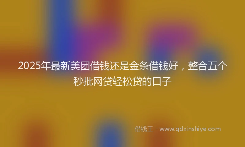 2025年最新美团借钱还是金条借钱好，整合五个秒批网贷轻松贷的口子