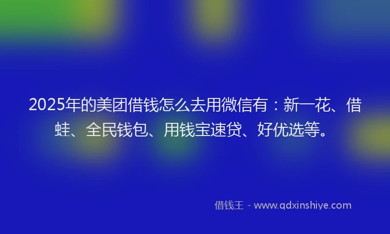 2025年的美团借钱怎么去用微信有：新一花、借蛙、全民钱包、用钱宝速贷、好优选等。