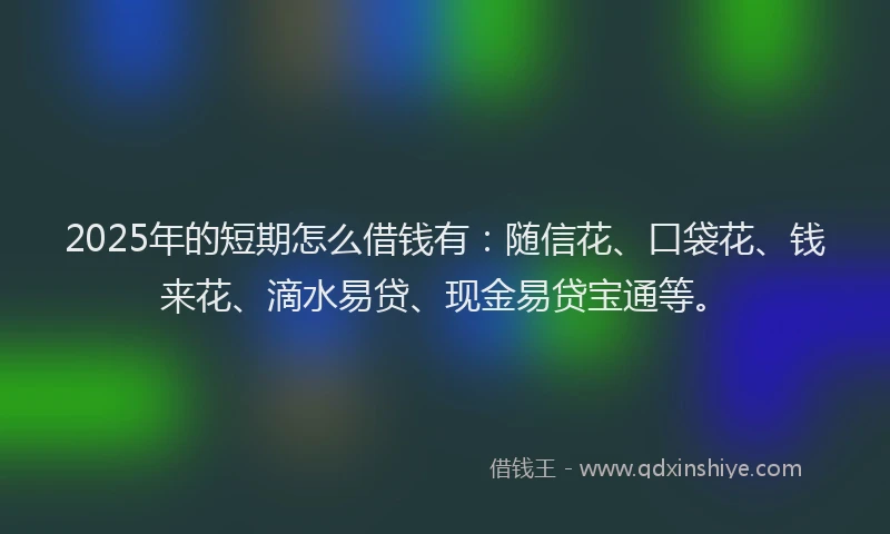2025年的短期怎么借钱有：随信花、口袋花、钱来花、滴水易贷、现金易贷宝通等。