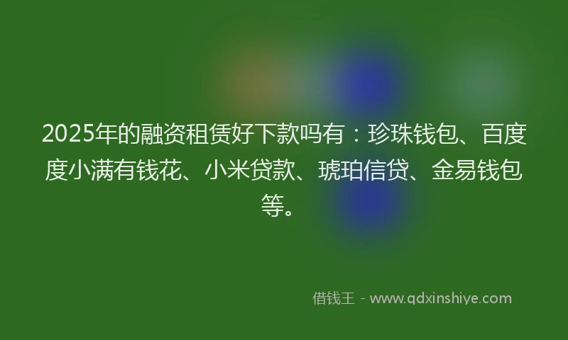 2025年的融资租赁好下款吗有：珍珠钱包、百度度小满有钱花、小米贷款、琥珀信贷、金易钱包等。